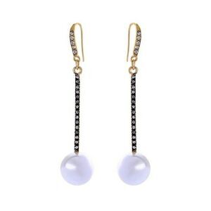 Pearl Crystal Vintage Gold Hook Dangle Earrings